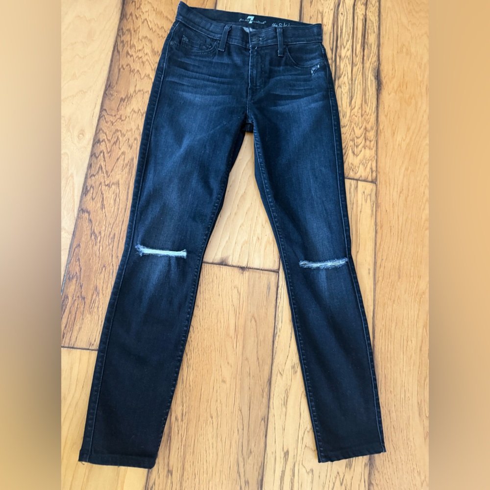 7 For All Mankind Dark Wash Skinny Jeans